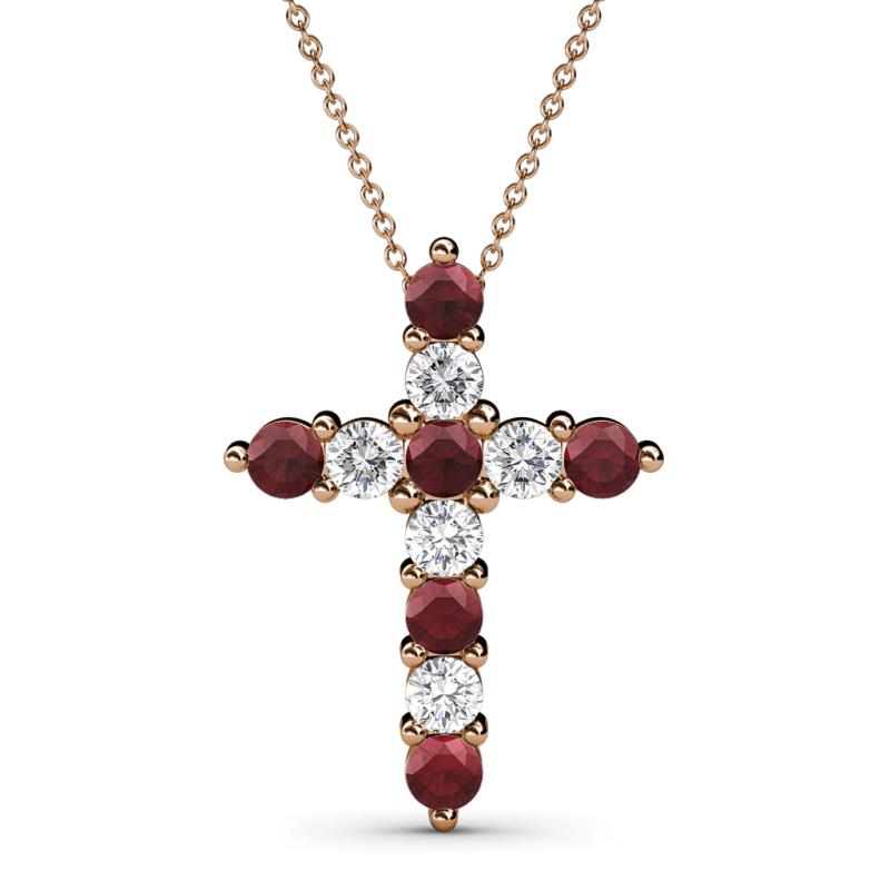 Abella Red Garnet and Diamond Cross Pendant 