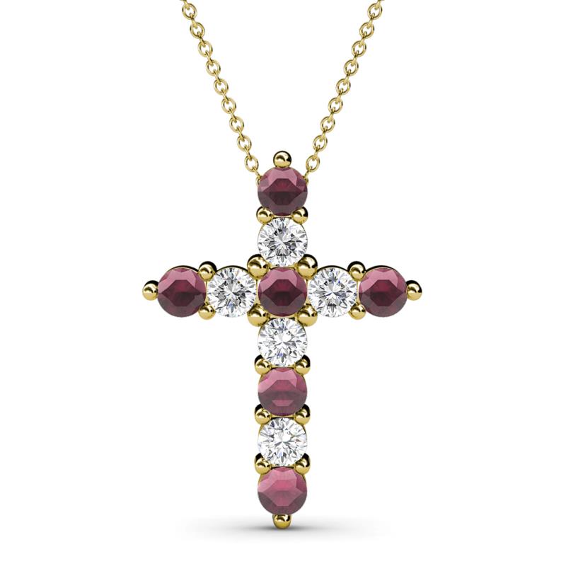 Abella Rhodolite Garnet and Diamond Cross Pendant 