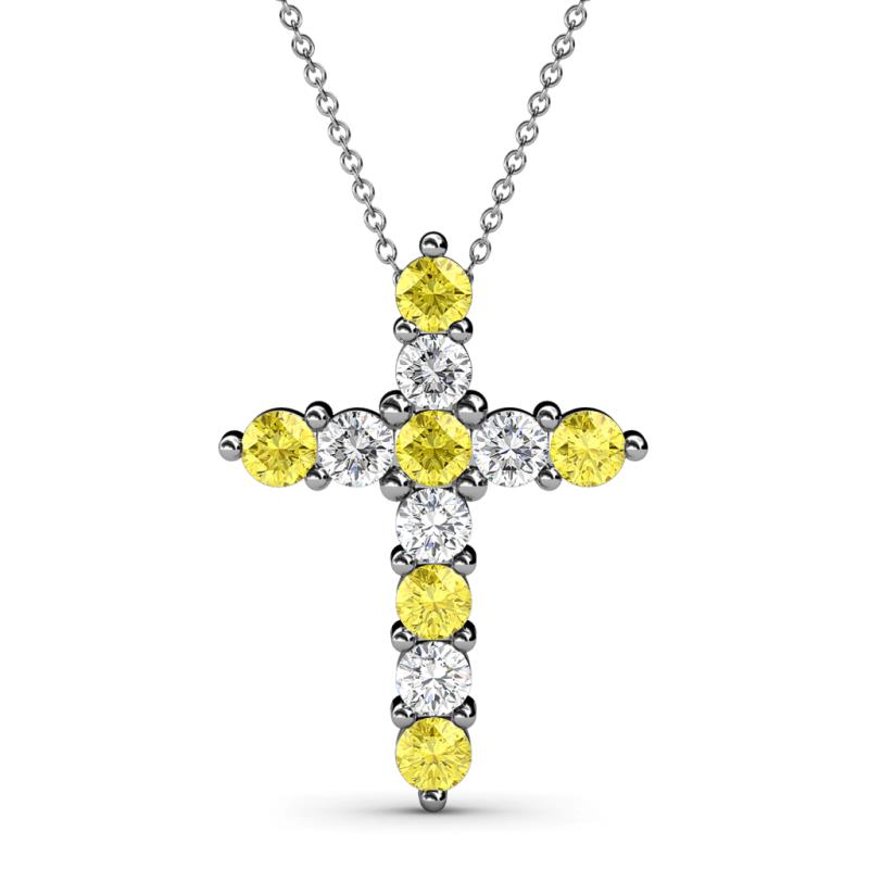 Abella Yellow Sapphire and Diamond Cross Pendant 