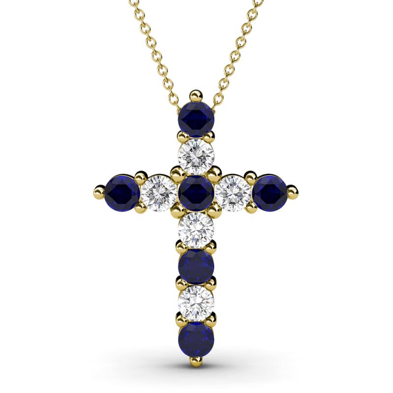 Abella Blue Sapphire and Diamond Cross Pendant 