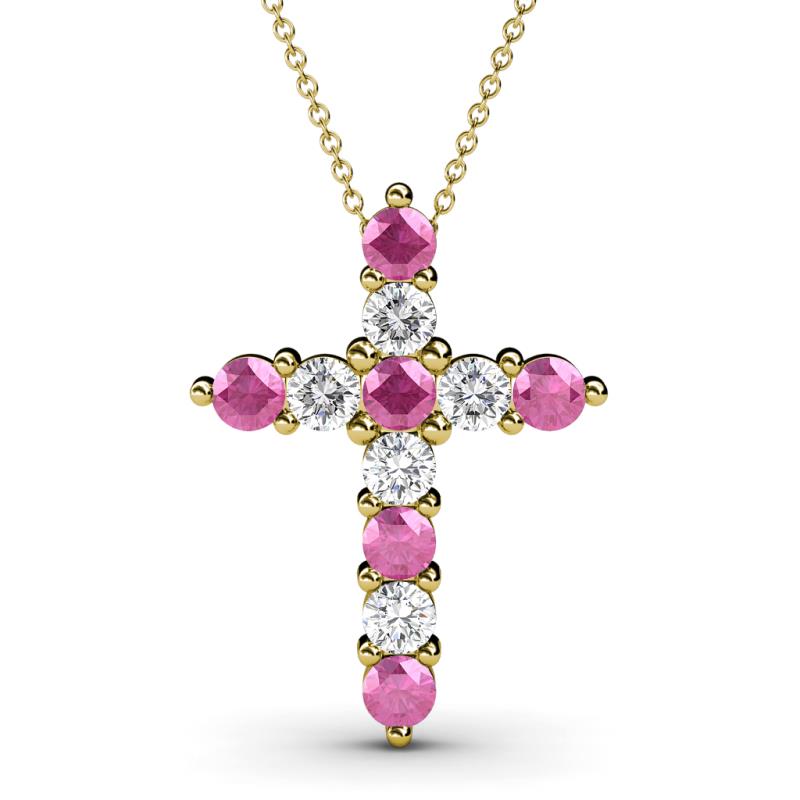 Abella Pink Sapphire and Diamond Cross Pendant 