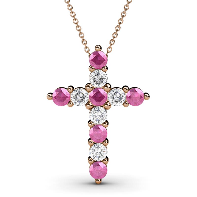 Abella Pink Sapphire and Diamond Cross Pendant 