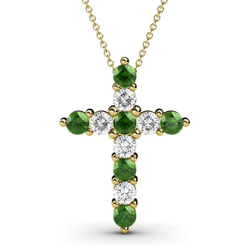 Abella Green Garnet and Diamond Cross Pendant 