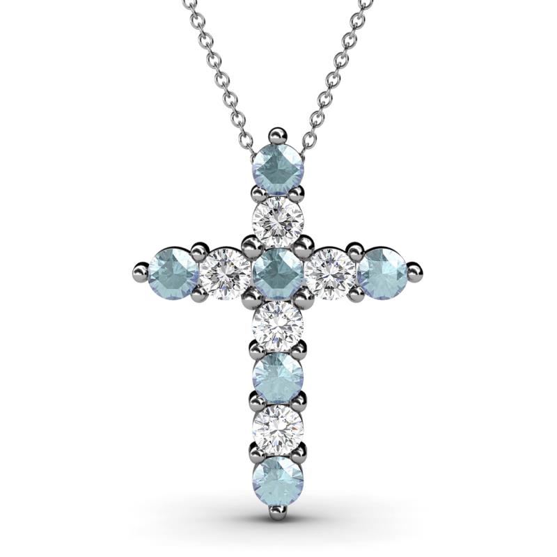 Abella Aquamarine and Diamond Cross Pendant 