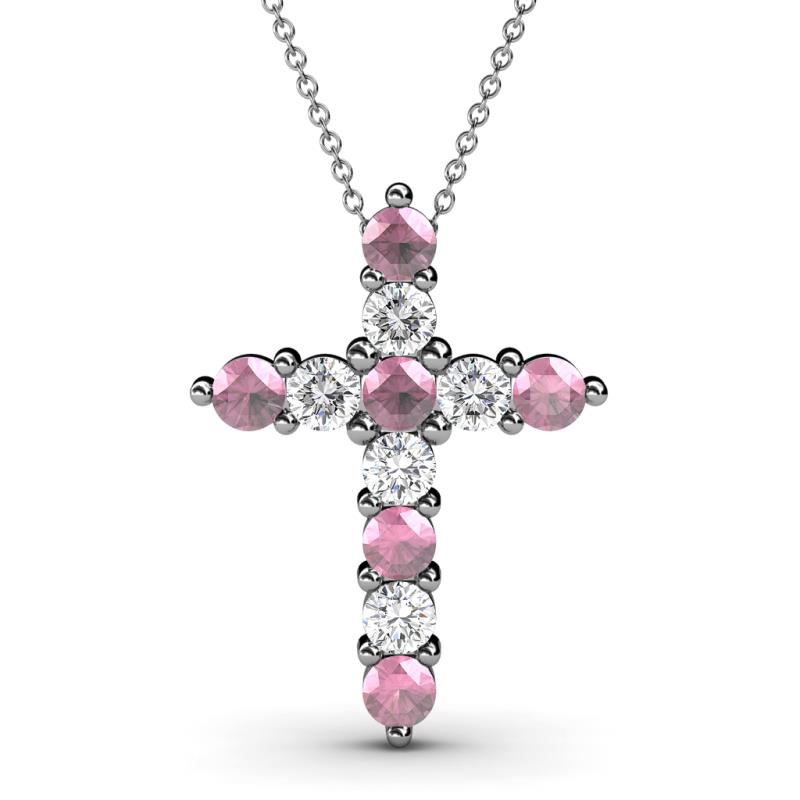 Abella Pink Tourmaline and Diamond Cross Pendant 