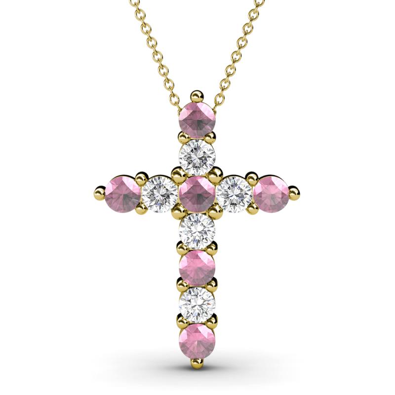Abella Pink Tourmaline and Diamond Cross Pendant 