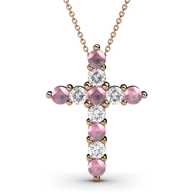 Abella Pink Tourmaline and Diamond Cross Pendant 