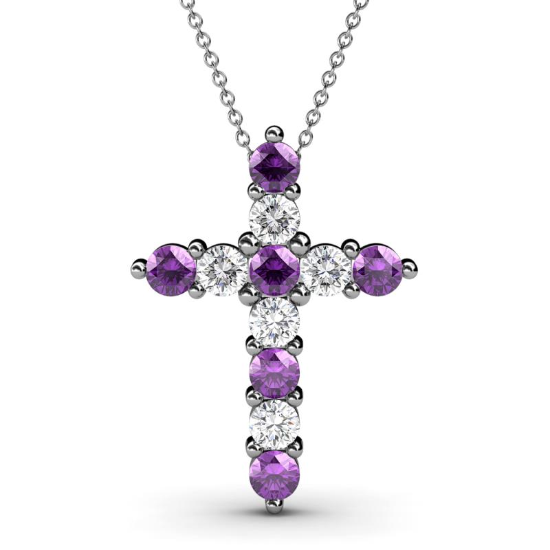 Abella Amethyst and Diamond Cross Pendant 