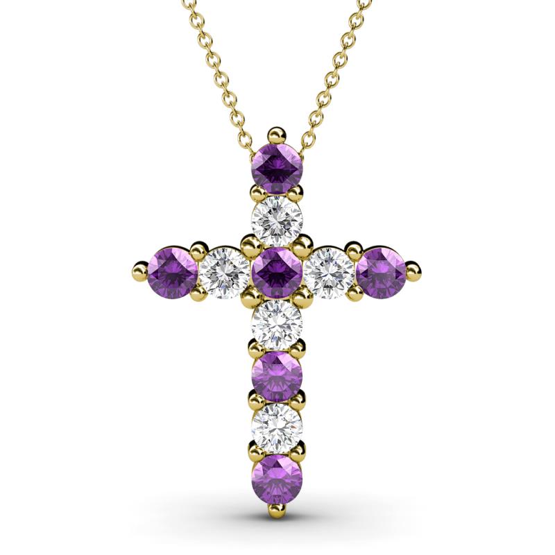 Abella Amethyst and Diamond Cross Pendant 