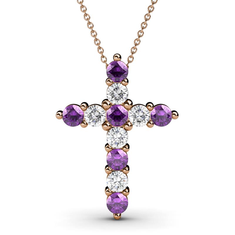 Abella Amethyst and Diamond Cross Pendant 