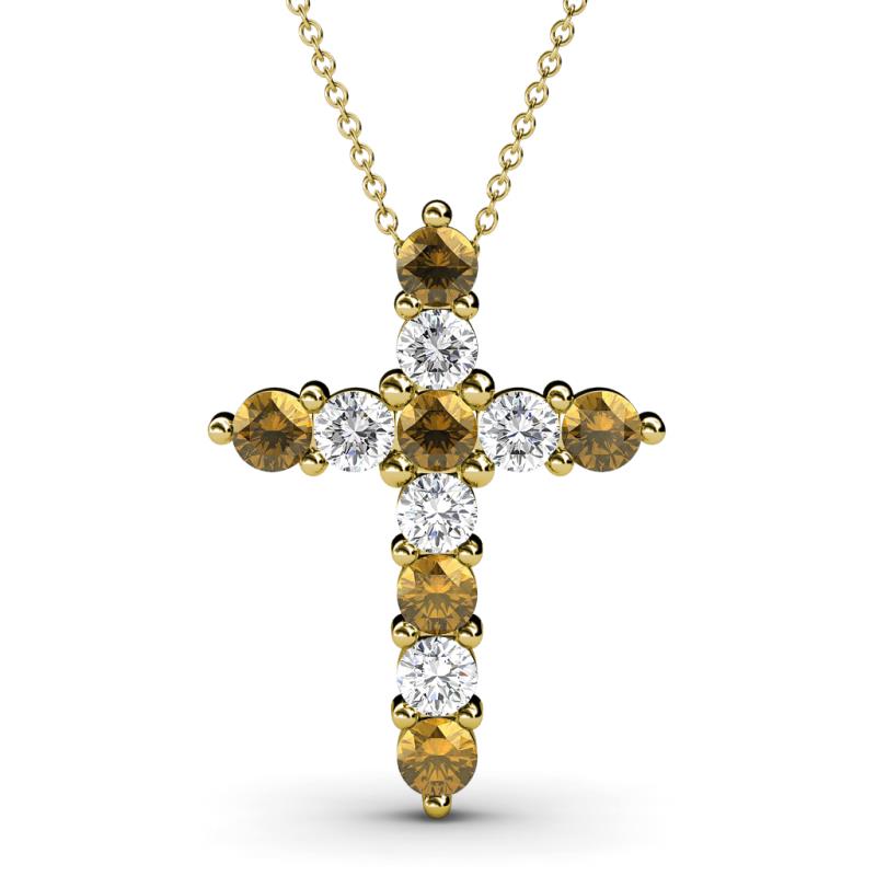 Abella Citrine and Diamond Cross Pendant 
