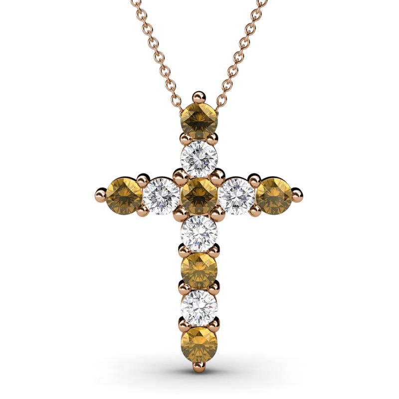 Abella Citrine and Diamond Cross Pendant 