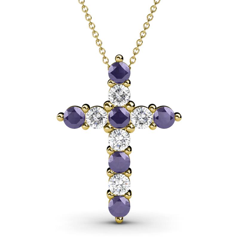Abella Iolite and Diamond Cross Pendant 