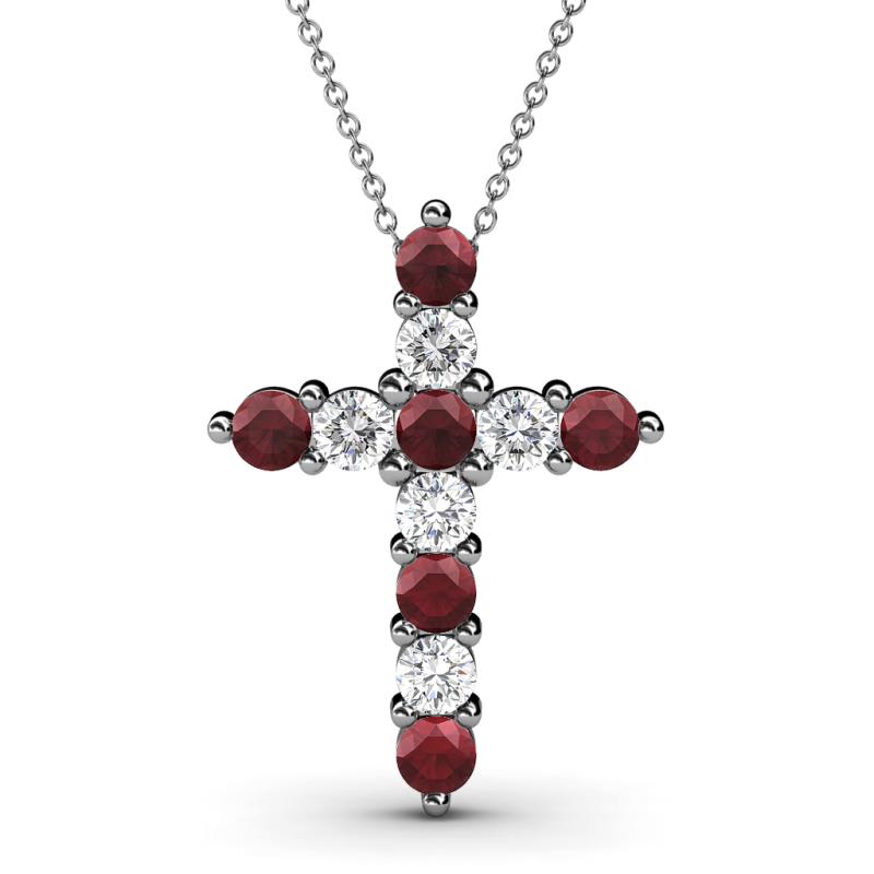 Abella Red Garnet and Diamond Cross Pendant 