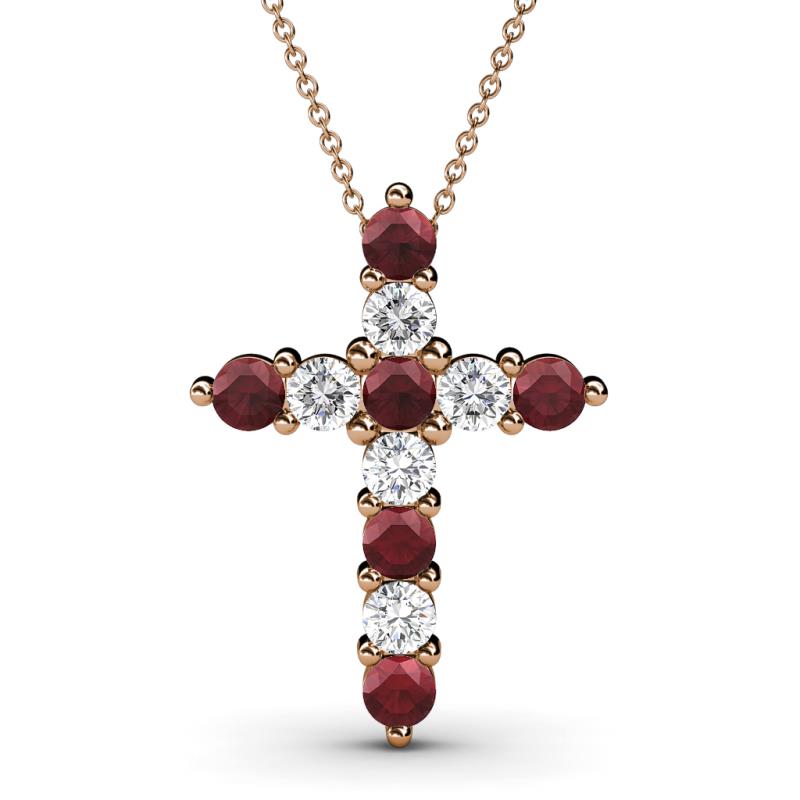 Abella Red Garnet and Diamond Cross Pendant 