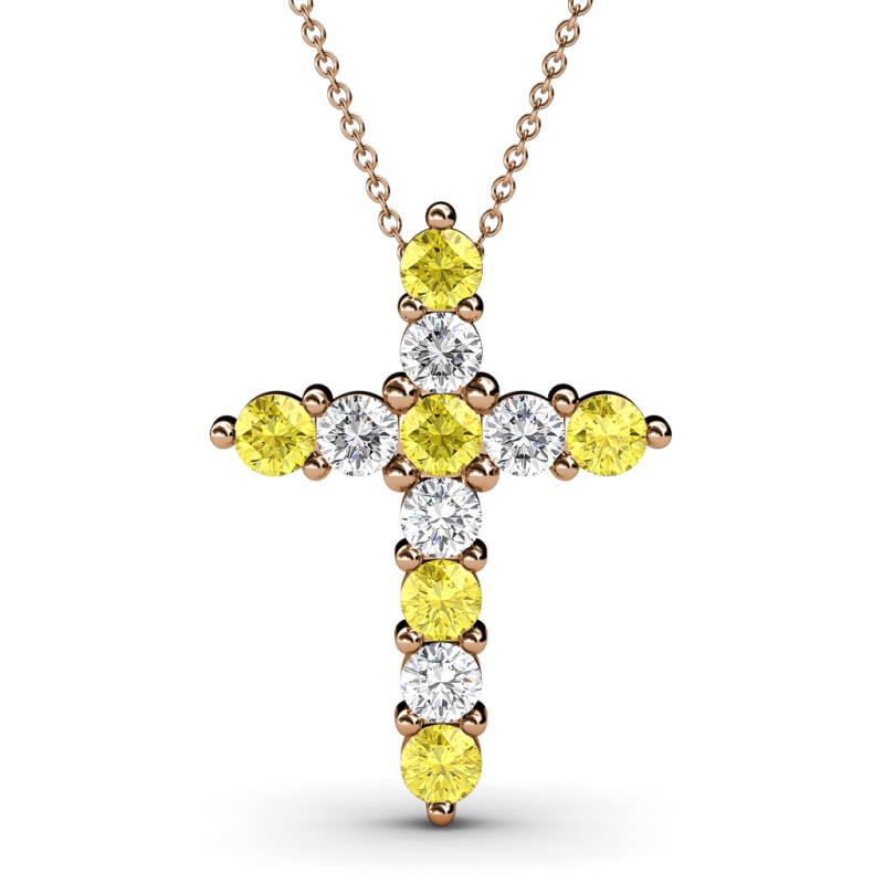 Abella Yellow Sapphire and Diamond Cross Pendant 