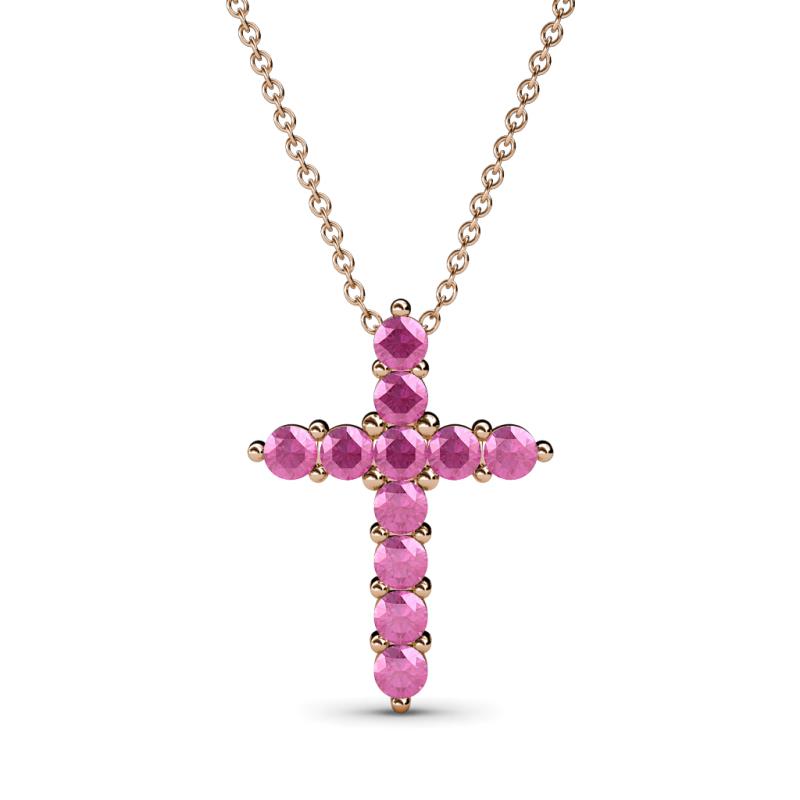 Abella Pink Sapphire Cross Pendant 