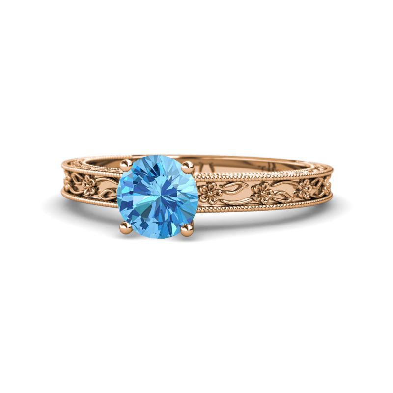 Florie Classic 6.50 mm Round Blue Topaz Solitaire Engagement Ring 