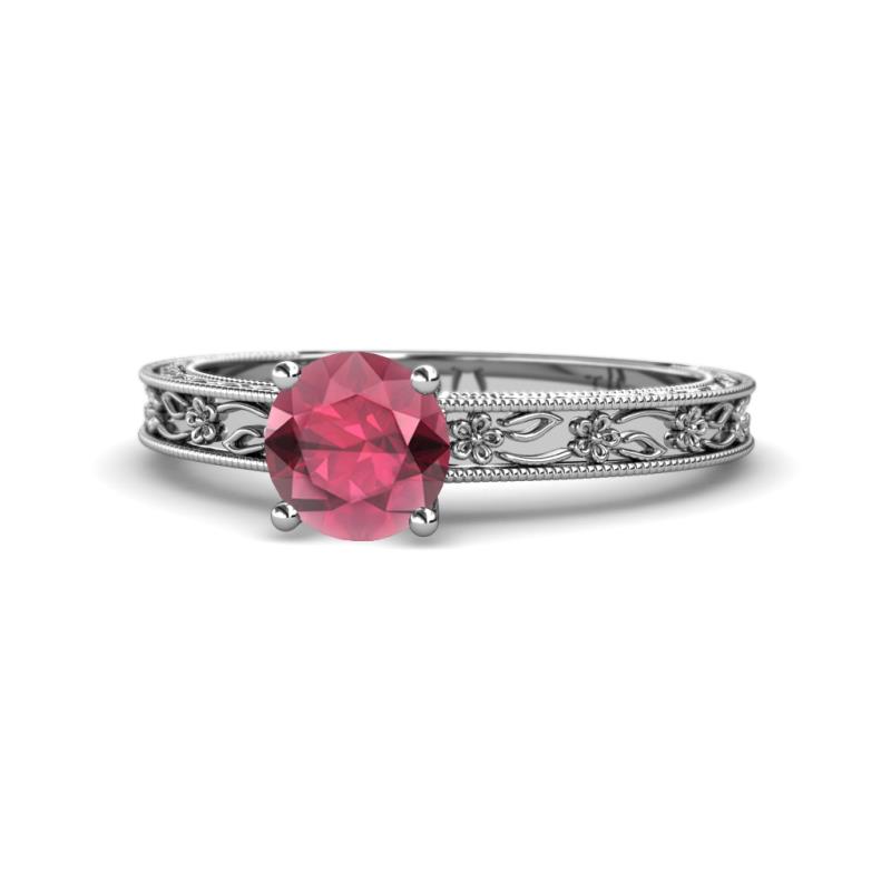 Florie Classic 6.50 mm Round Rhodolite Garnet Solitaire Engagement Ring 