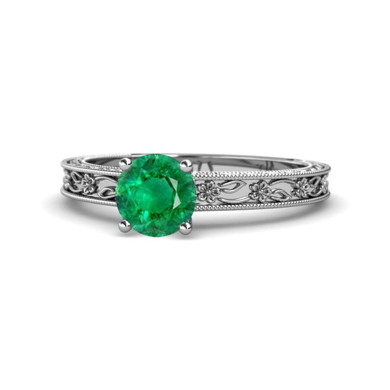 Florie Classic 6.00 mm Round Emerald Solitaire Engagement Ring 