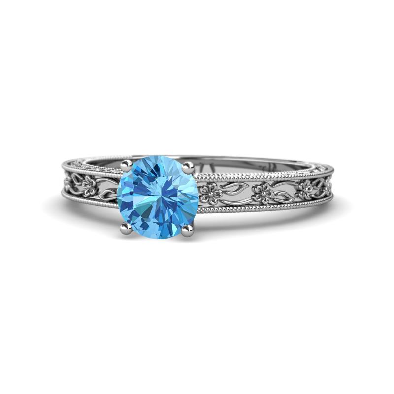 Florie Classic 6.50 mm Round Blue Topaz Solitaire Engagement Ring 