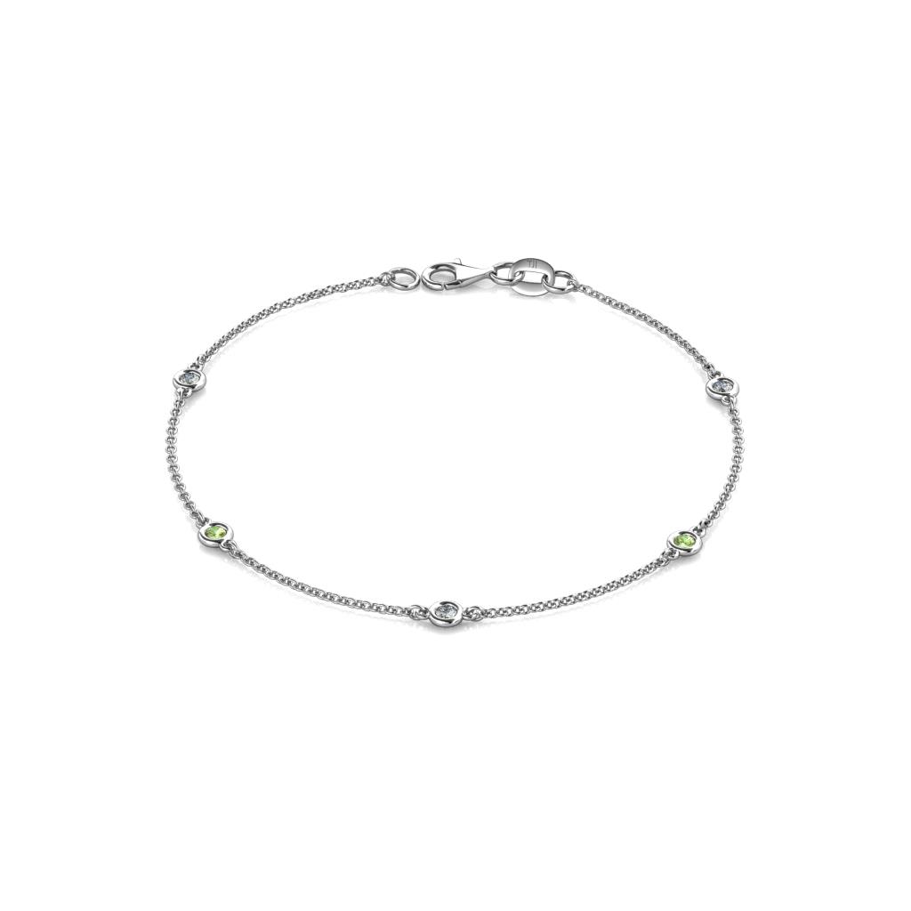 Aizza (5 Stn/2.4mm) Peridot and Diamond Station Bracelet 