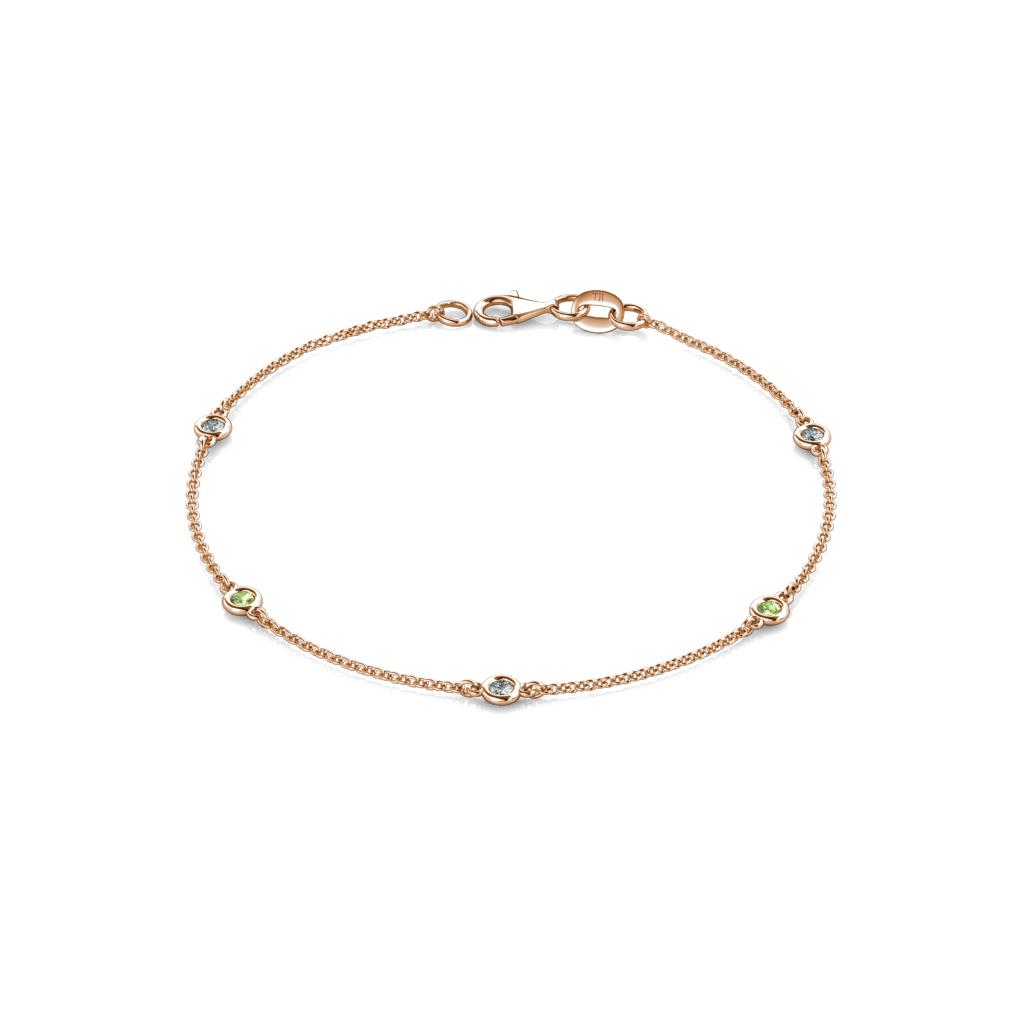 Aizza (5 Stn/2.4mm) Peridot and Diamond Station Bracelet 