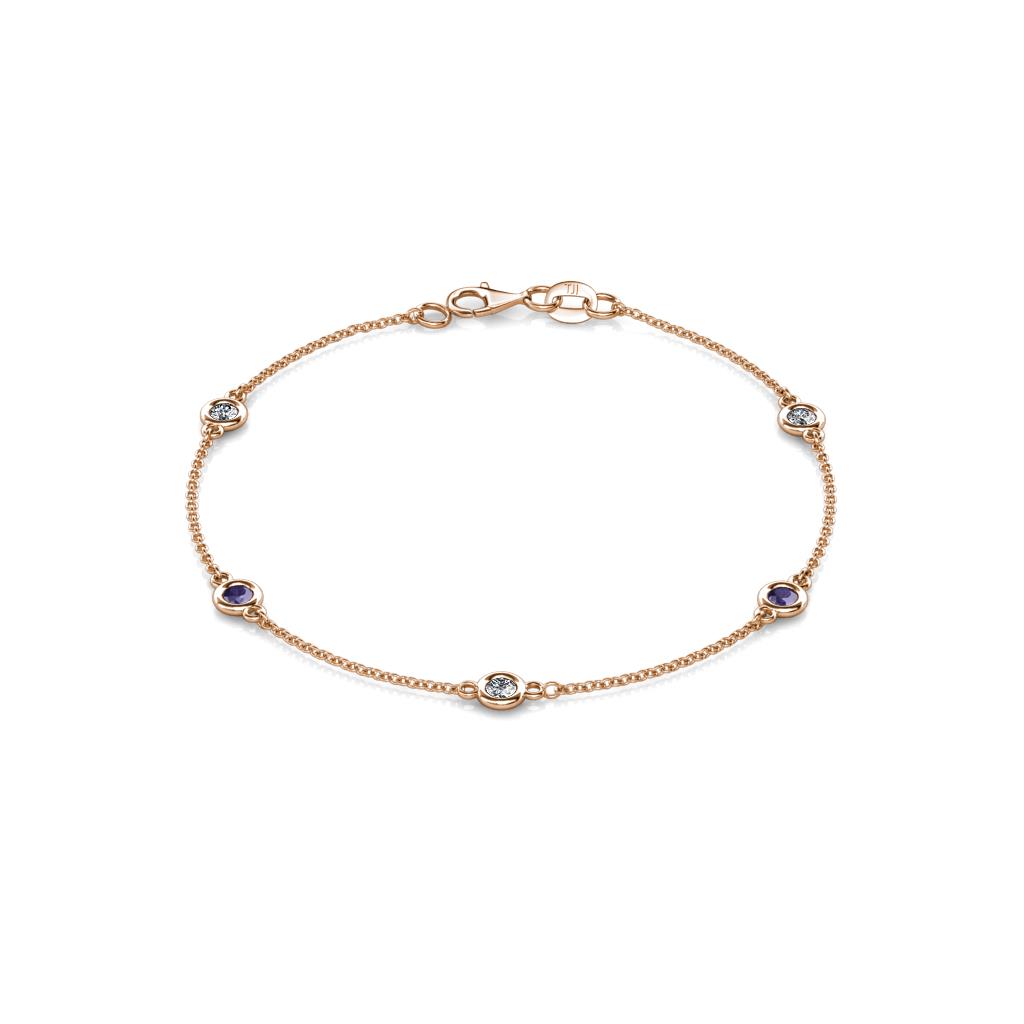 Aizza (5 Stn/3mm) Petite Iolite and Diamond Station Bracelet 