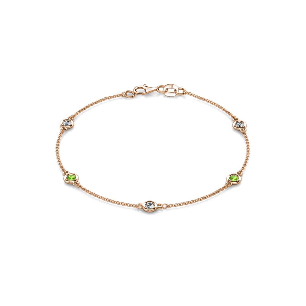 Aizza (5 Stn/3mm) Petite Peridot and Diamond Station Bracelet 