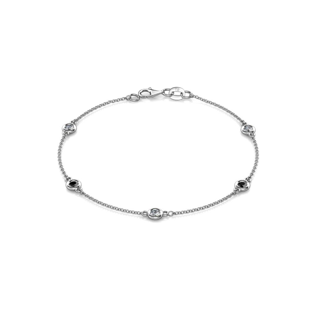 Aizza (5 Stn/3mm) Petite Black and White Diamond Station Bracelet 