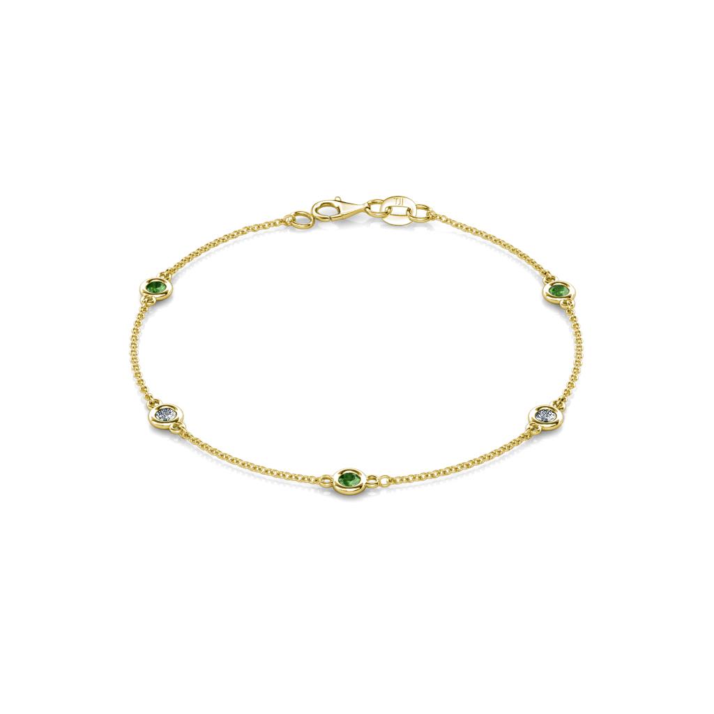 Aizza (5 Stn/3mm) Petite Green Garnet and Diamond Station Bracelet 