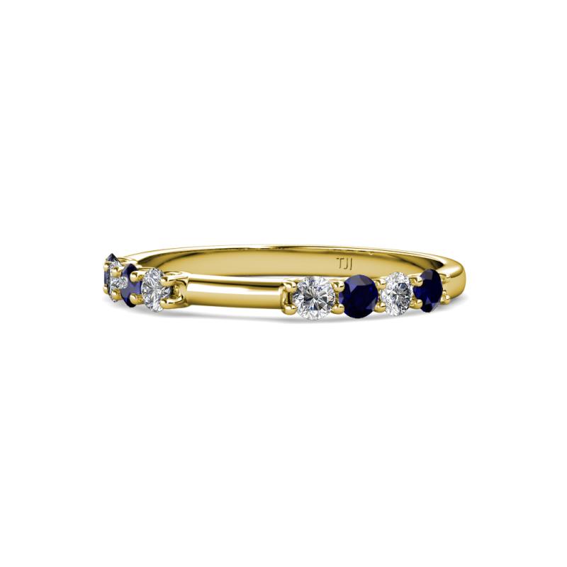 Alicia 2.60 mm Blue Sapphire and Diamond 8 Stone Wedding Band 