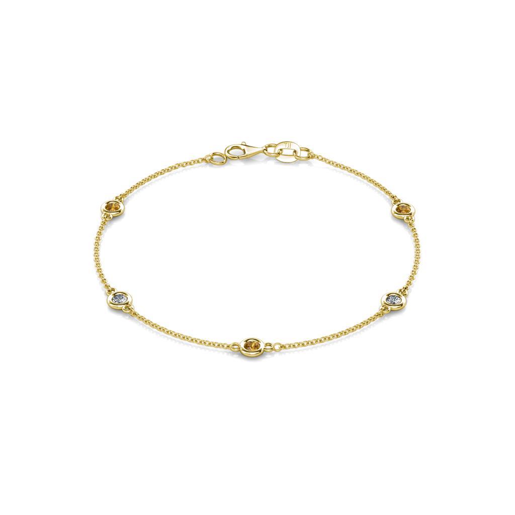 Aizza (5 Stn/3mm) Petite Citrine and Diamond Station Bracelet 
