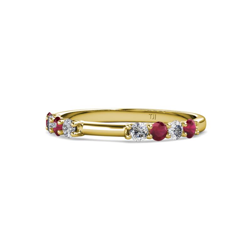Alicia 2.60 mm Ruby and Diamond 8 Stone Wedding Band 