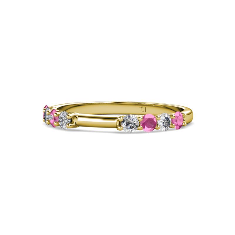 Alicia 2.60 mm Pink Sapphire and Diamond 8 Stone Wedding Band 