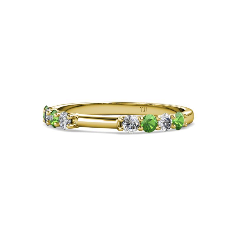 Alicia 2.60 mm Green Garnet and Diamond 8 Stone Wedding Band 