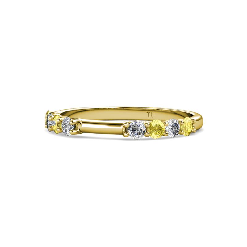 Alicia 2.60 mm Yellow Sapphire and Diamond 8 Stone Wedding Band 