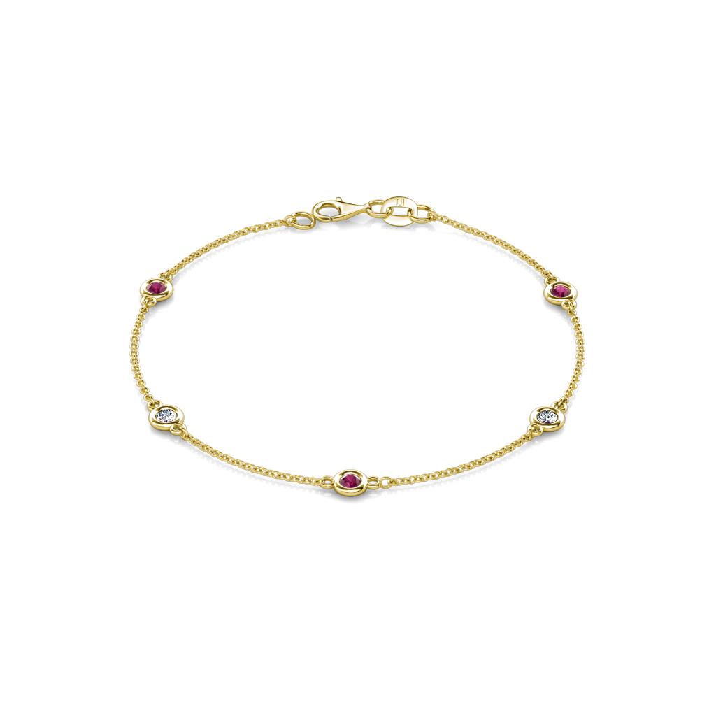 Aizza (5 Stn/3mm) Petite Rhodolite Garnet and Diamond Station Bracelet 