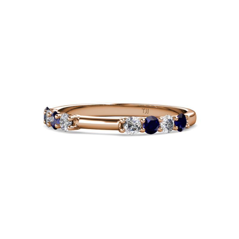 Alicia 2.60 mm Blue Sapphire and Diamond 8 Stone Wedding Band 