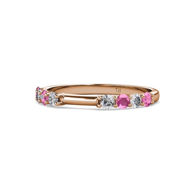Alicia 2.60 mm Pink Sapphire and Diamond 8 Stone Wedding Band 