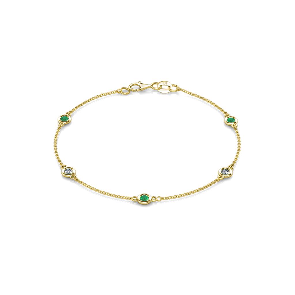 Aizza (5 Stn/3mm) Petite Emerald and Diamond Station Bracelet 