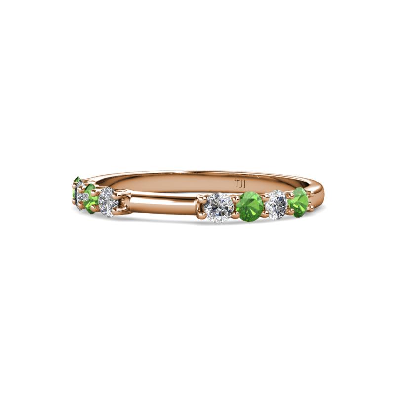 Alicia 2.60 mm Green Garnet and Diamond 8 Stone Wedding Band 