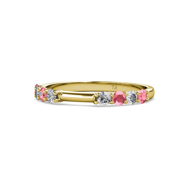 Alicia 2.60 mm Pink Tourmaline and Diamond 8 Stone Wedding Band 