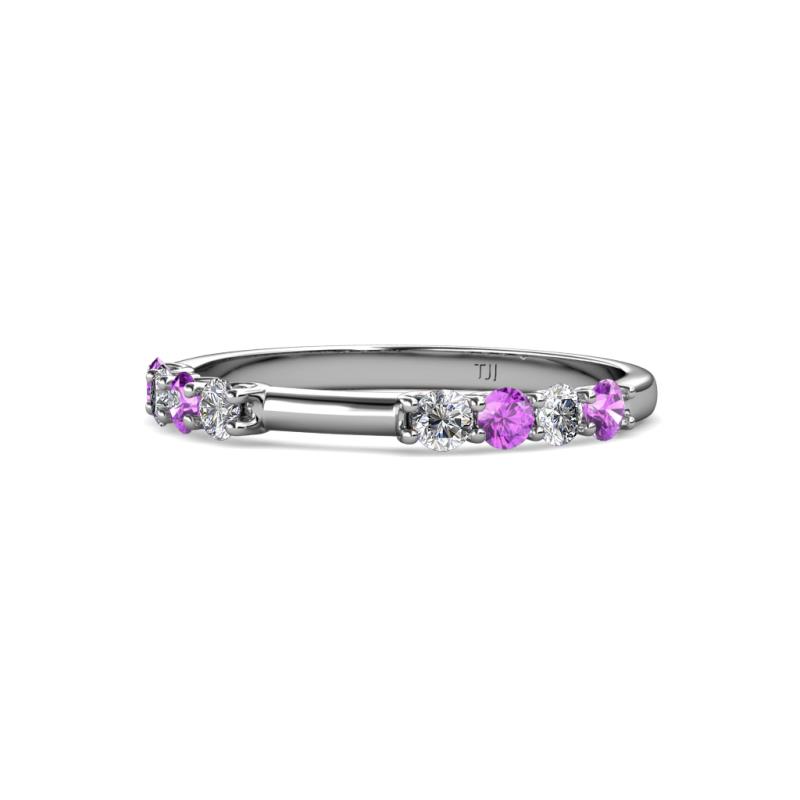 Alicia 2.60 mm Amethyst and Diamond 8 Stone Wedding Band 