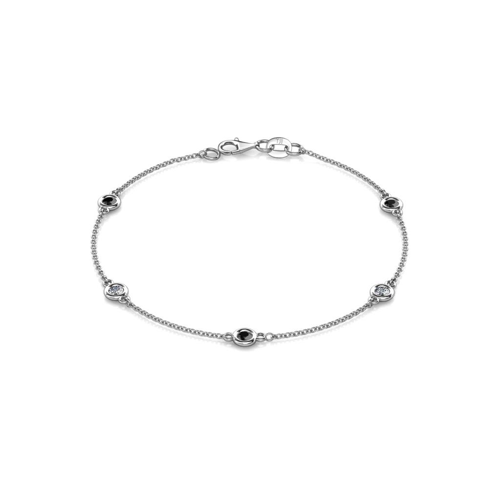 Aizza (5 Stn/3mm) Petite Black and White Diamond Station Bracelet 
