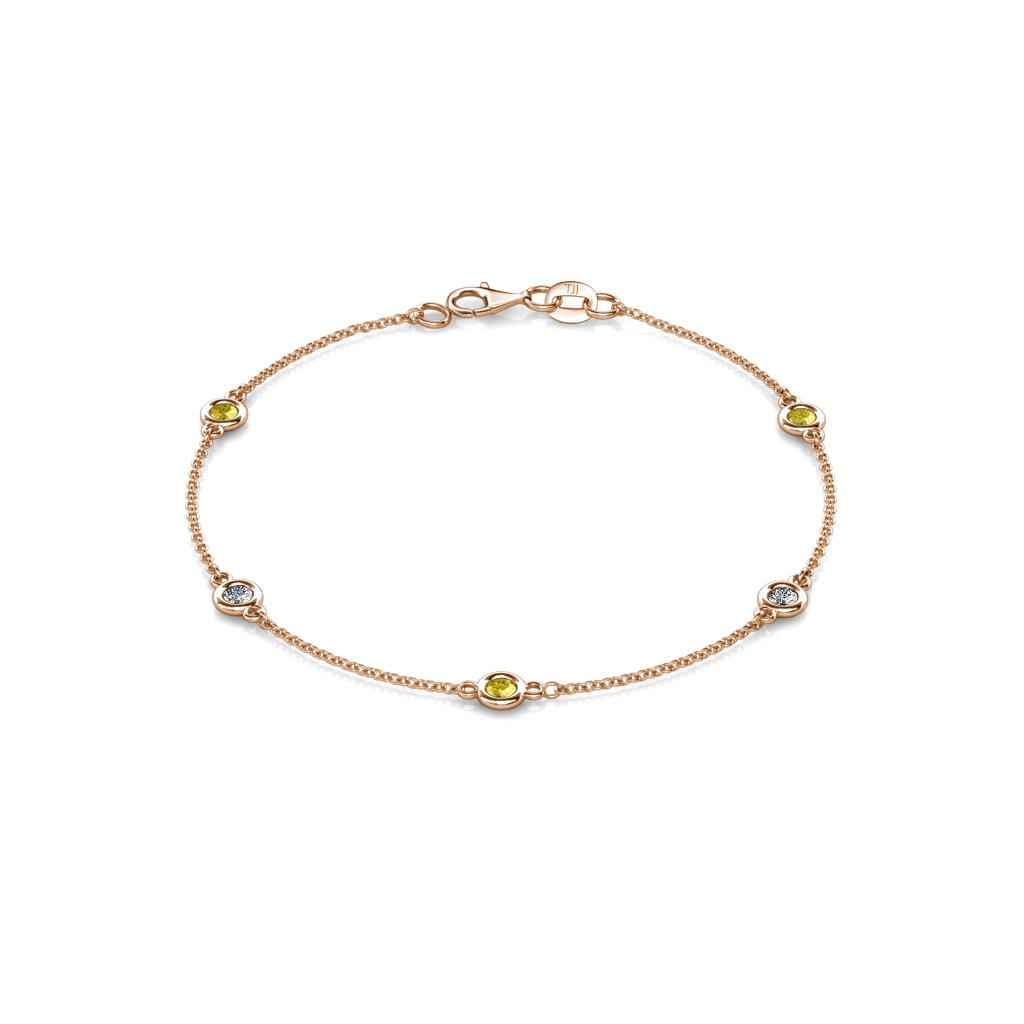 Aizza (5 Stn/3mm) Petite Yellow Sapphire and Diamond Station Bracelet 