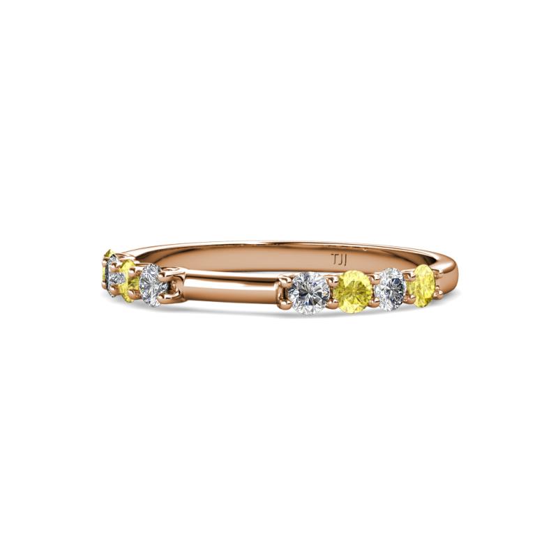 Alicia 2.60 mm Yellow Sapphire and Diamond 8 Stone Wedding Band 