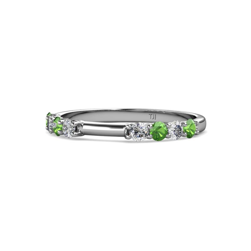 Alicia 2.60 mm Green Garnet and Diamond 8 Stone Wedding Band 
