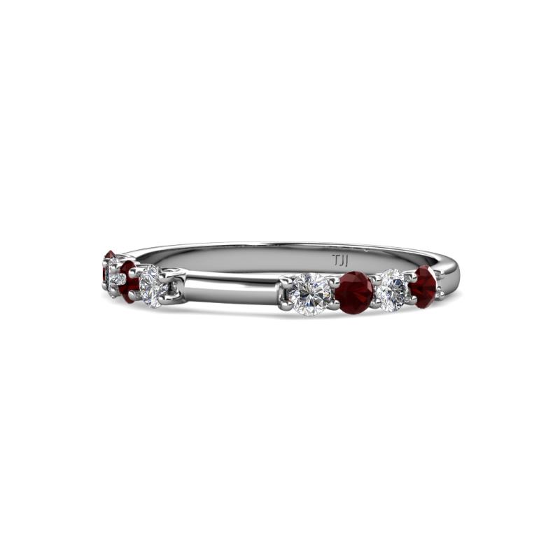 Alicia 2.60 mm Red Garnet and Diamond 8 Stone Wedding Band 