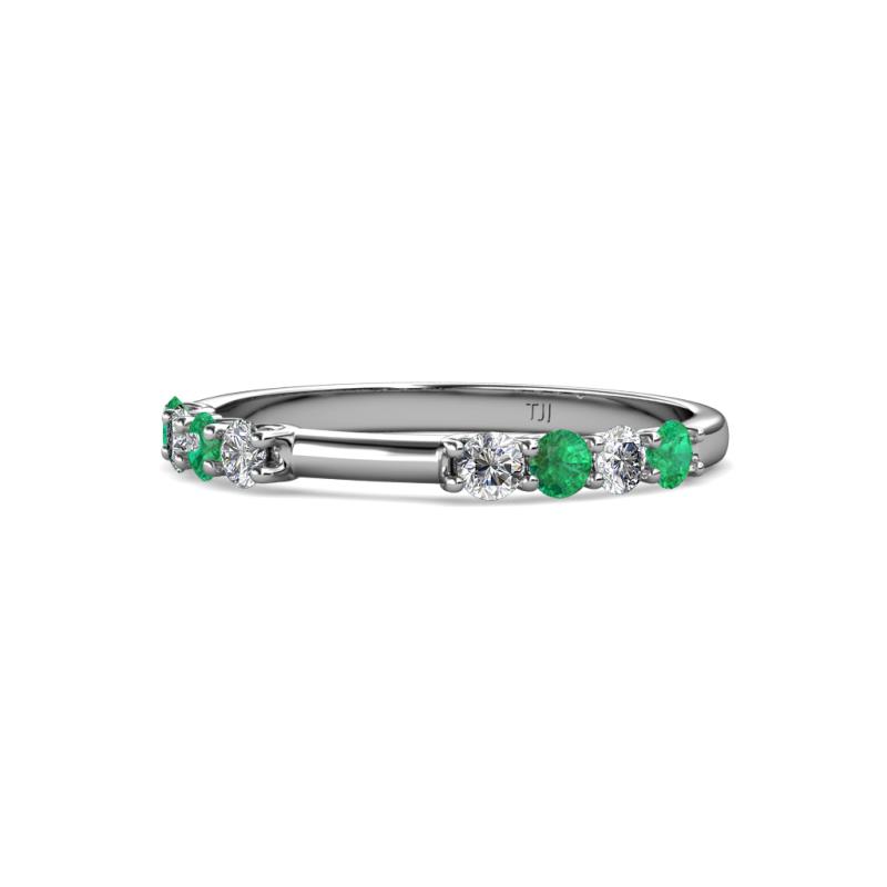 Alicia 2.60 mm Emerald and Diamond 8 Stone Wedding Band 